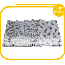 Silver Printed Cotton Fabric White Bazin Riche Check Pattern African Fabrics